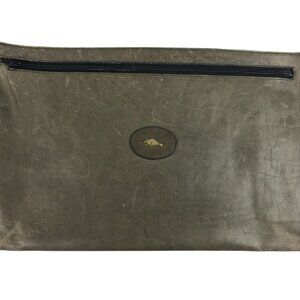ROOTS Canada Folio Portfolio Document Case  Genuine Leather Upper Zipper Gray